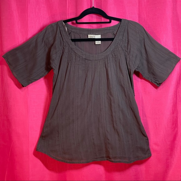 DAYTRIP BROWN BOHO SCOOP NECK BLOUSE SIZE M - Picture 4 of 13